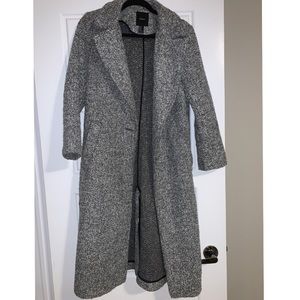 Forever21 heather grey long coat w/button detail